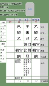 米倉涼子四柱推命命式画像