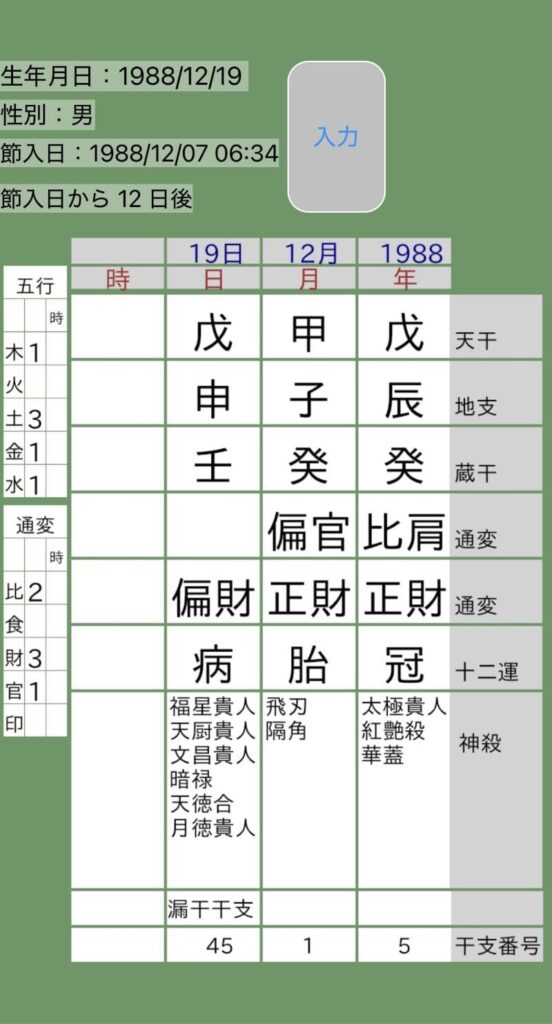 濵田崇裕四柱推命命式画像