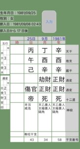 MEGUMI四柱推命命式画像